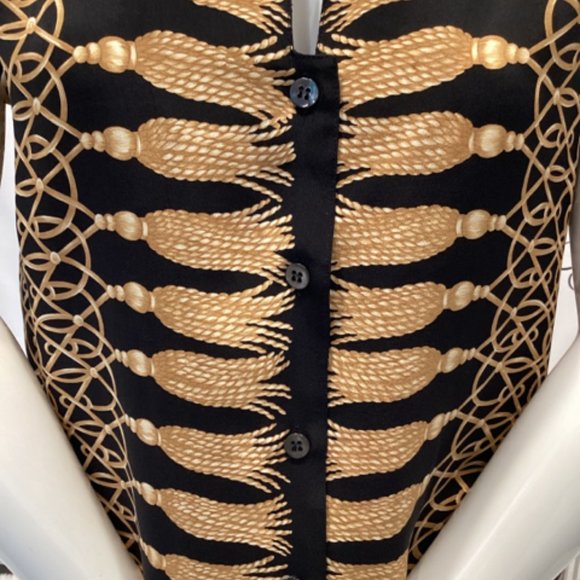 EMANUEL UNGARO TASSEL PRINT SZ 4 BLOUSE - Picture 2 of 6